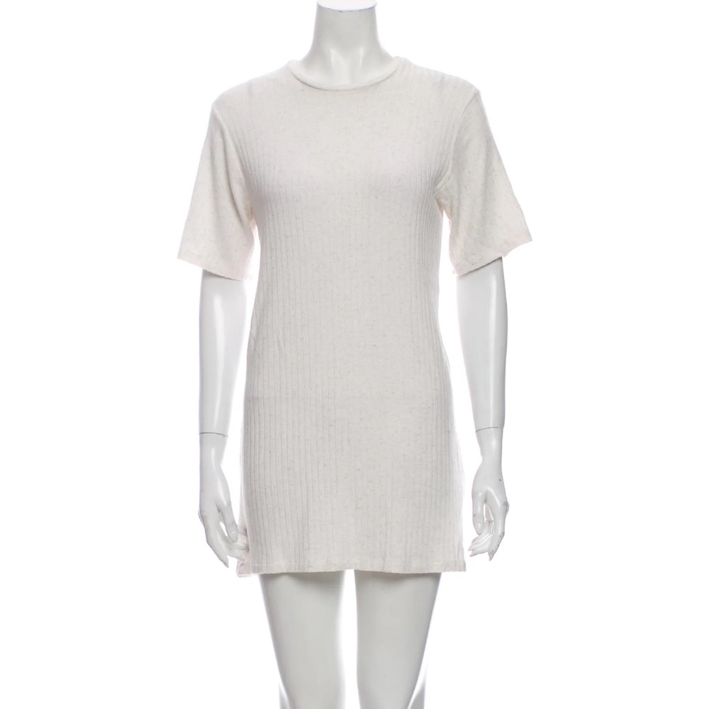 REFORMATION White Crew Neck T-Shirt Mini Dress